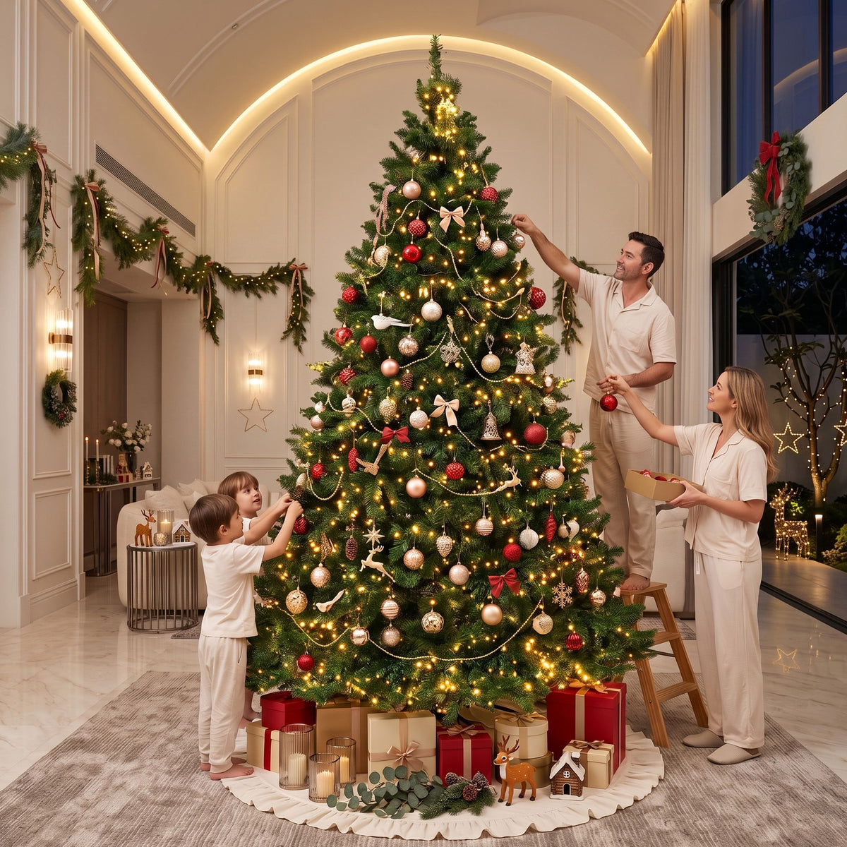 Pre-Lit Christmas Tree – 2.7m | 1,800 Warm White LEDs