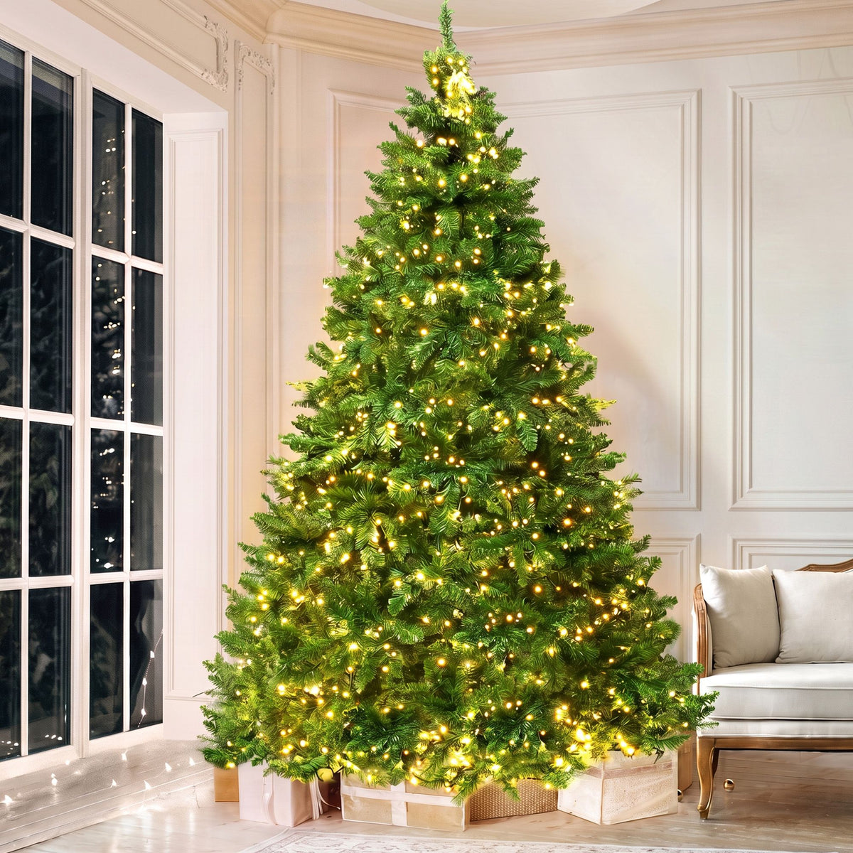 Pre-Lit Christmas Tree – 2.7m | 1,800 Warm White LEDs
