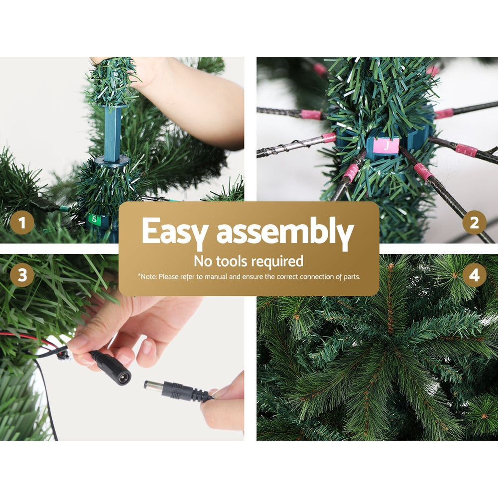 Jingle Jollys 2.4m Pre-Lit Christmas Tree – 3,190 Warm White LEDs