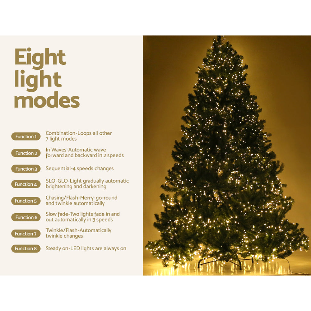 Jingle Jollys 2.4m Pre-Lit Christmas Tree – 3,190 Warm White LEDs