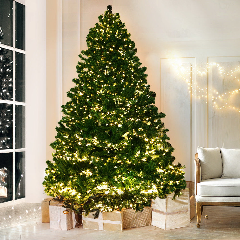 Jingle Jollys 2.4m Pre-Lit Christmas Tree – 3,190 Warm White LEDs