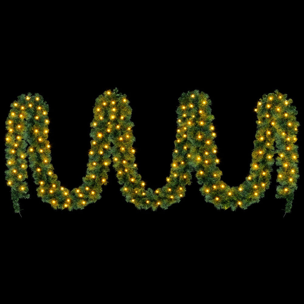 Jingle Jollys 20m Pre-Lit Christmas Garland – 300 Warm LEDs