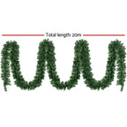 Jingle Jollys 20m Pre-Lit Christmas Garland – 300 Warm LEDs