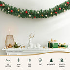 Jingle Jollys 20m Pre-Lit Christmas Garland – 300 Warm LEDs