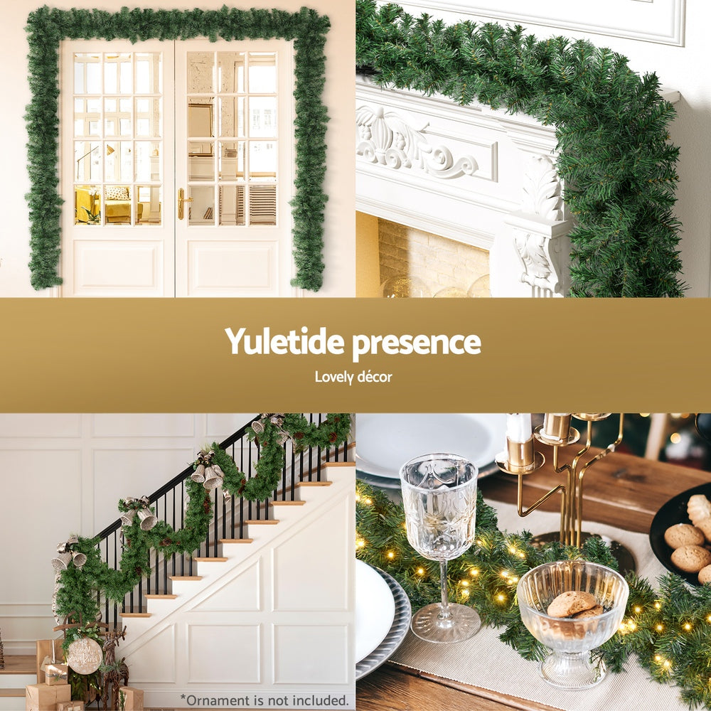 Jingle Jollys 20m Pre-Lit Christmas Garland – 300 Warm LEDs