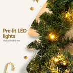 Jingle Jollys 20m Pre-Lit Christmas Garland – 300 Warm LEDs