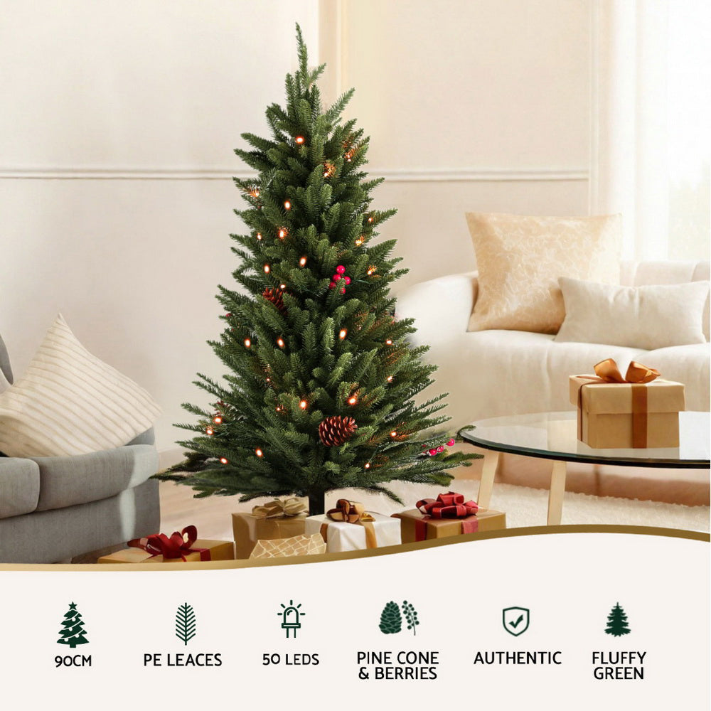 Mini AF 90cm Pre-Lit Christmas Tree – 50 Warm White LEDs
