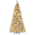 2.1m Snow-Flocked Pencil Christmas Tree – 350 Warm LEDs