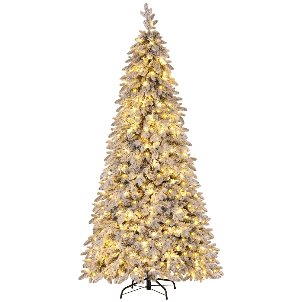 2.1m Snow-Flocked Pencil Christmas Tree – 350 Warm LEDs