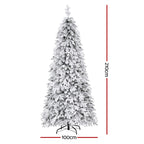 2.1m Snow-Flocked Pencil Christmas Tree – 350 Warm LEDs