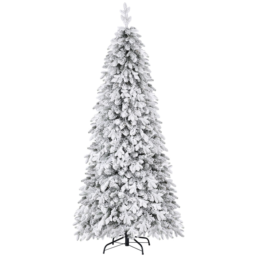 2.1m Snow-Flocked Pencil Christmas Tree – 350 Warm LEDs