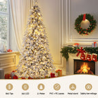 2.1m Snow-Flocked Pencil Christmas Tree – 350 Warm LEDs