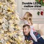 2.1m Snow-Flocked Pencil Christmas Tree – 350 Warm LEDs