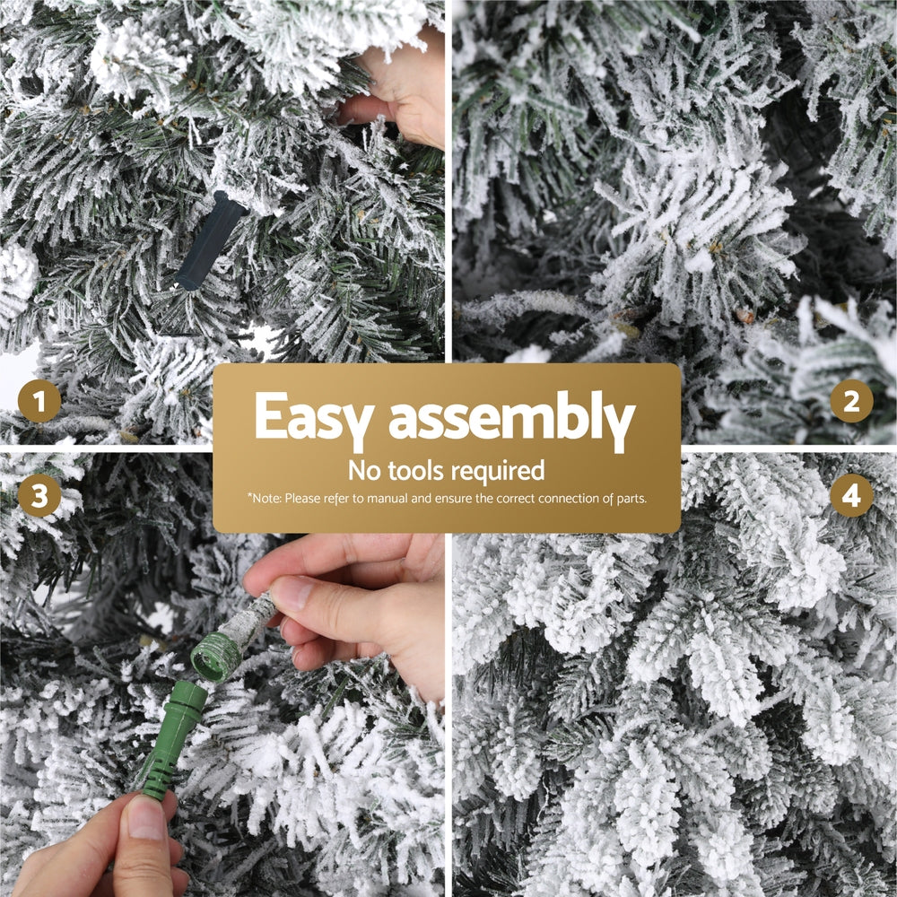 2.1m Snow-Flocked Pencil Christmas Tree – 350 Warm LEDs