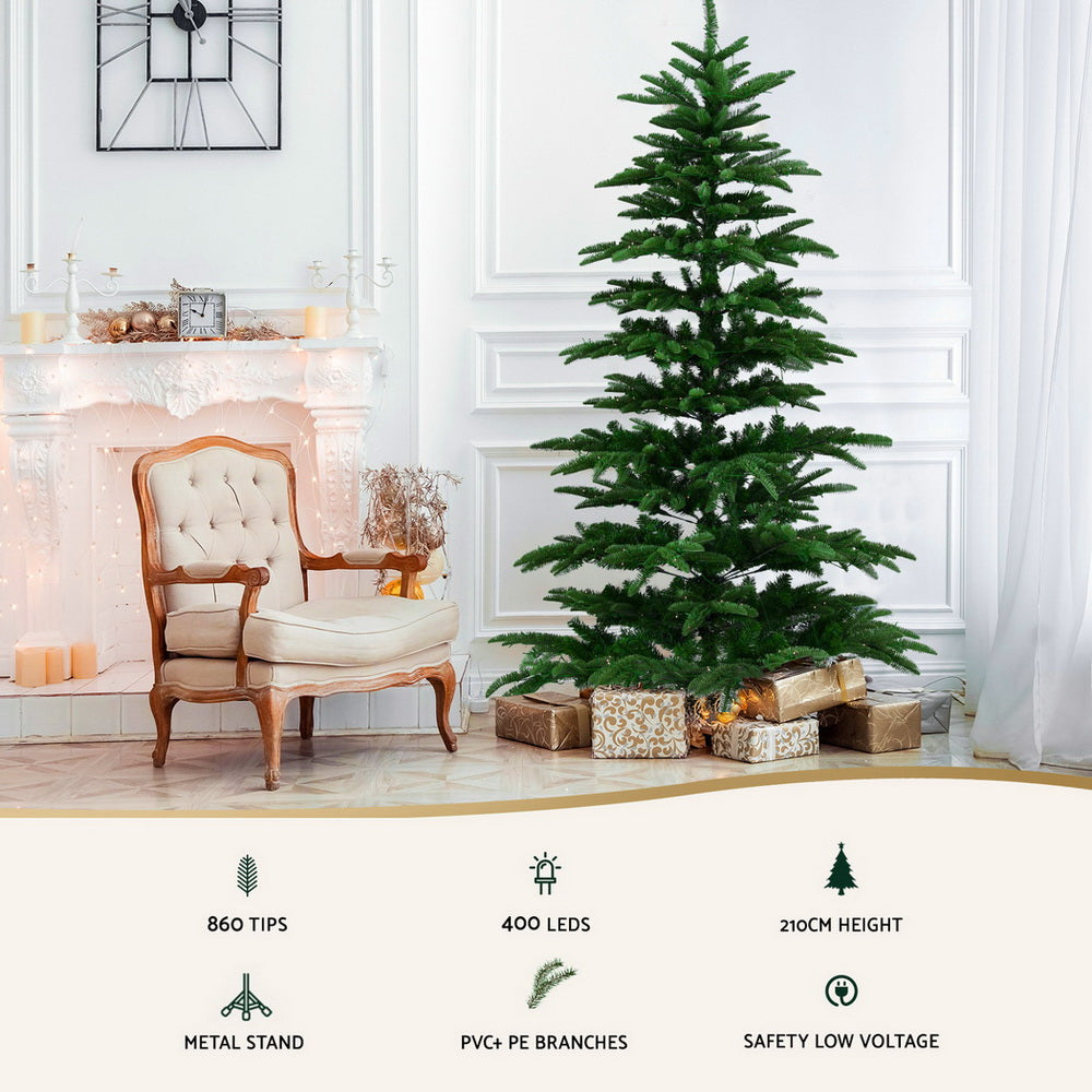 2.1m Sparse Pre-Lit Christmas Tree – 400 Warm White LEDs