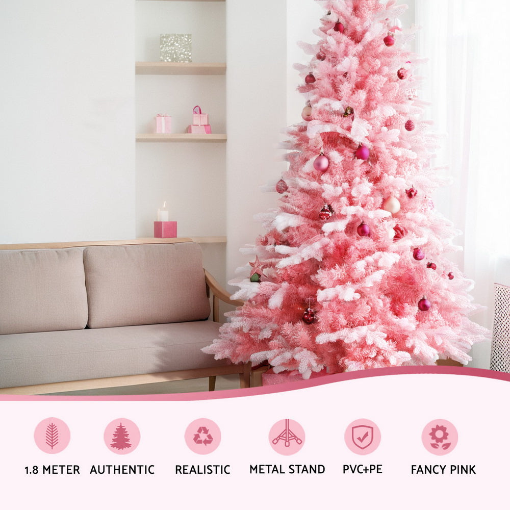 Pink AF 1.8m Snowy Christmas Tree – 810 Tips