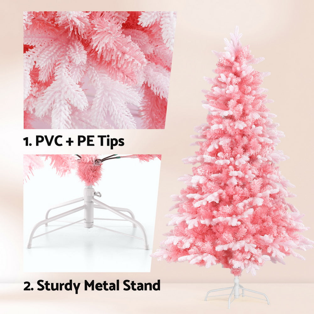 Pink AF 1.8m Snowy Christmas Tree – 810 Tips