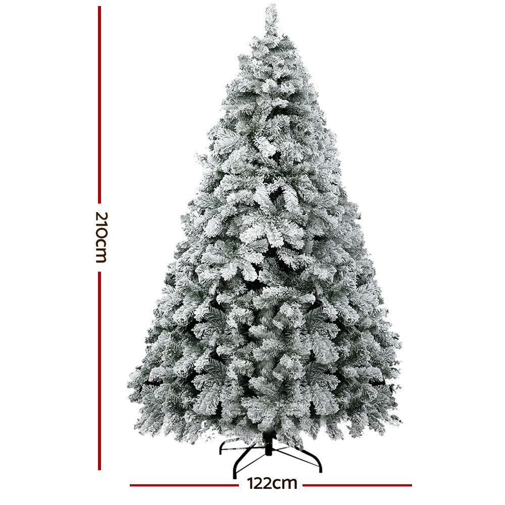 2.1m Snow-Flocked Christmas Tree – 780 Tips