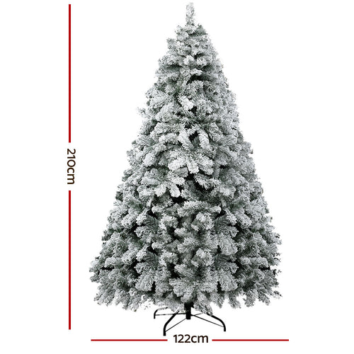2.1m Snow-Flocked Christmas Tree – 780 Tips