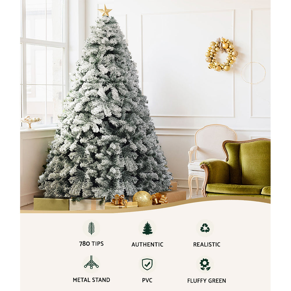 2.1m Snow-Flocked Christmas Tree – 780 Tips