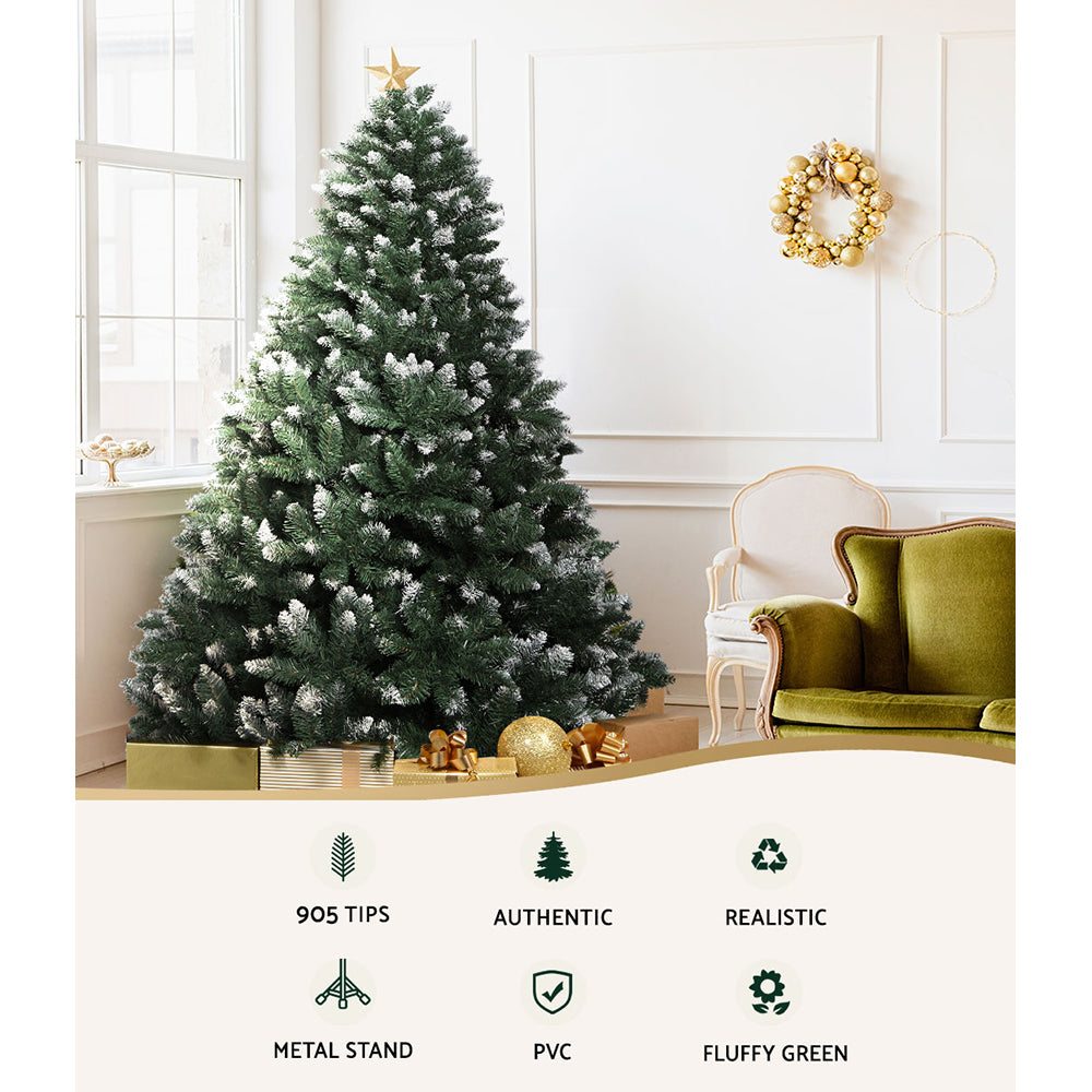Jingle Jollys 2.1m Snowy Christmas Tree – 905 Tips