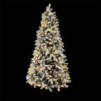 2.1m Snow-Flocked Pre-Lit Christmas Tree – 500 Warm White LEDs