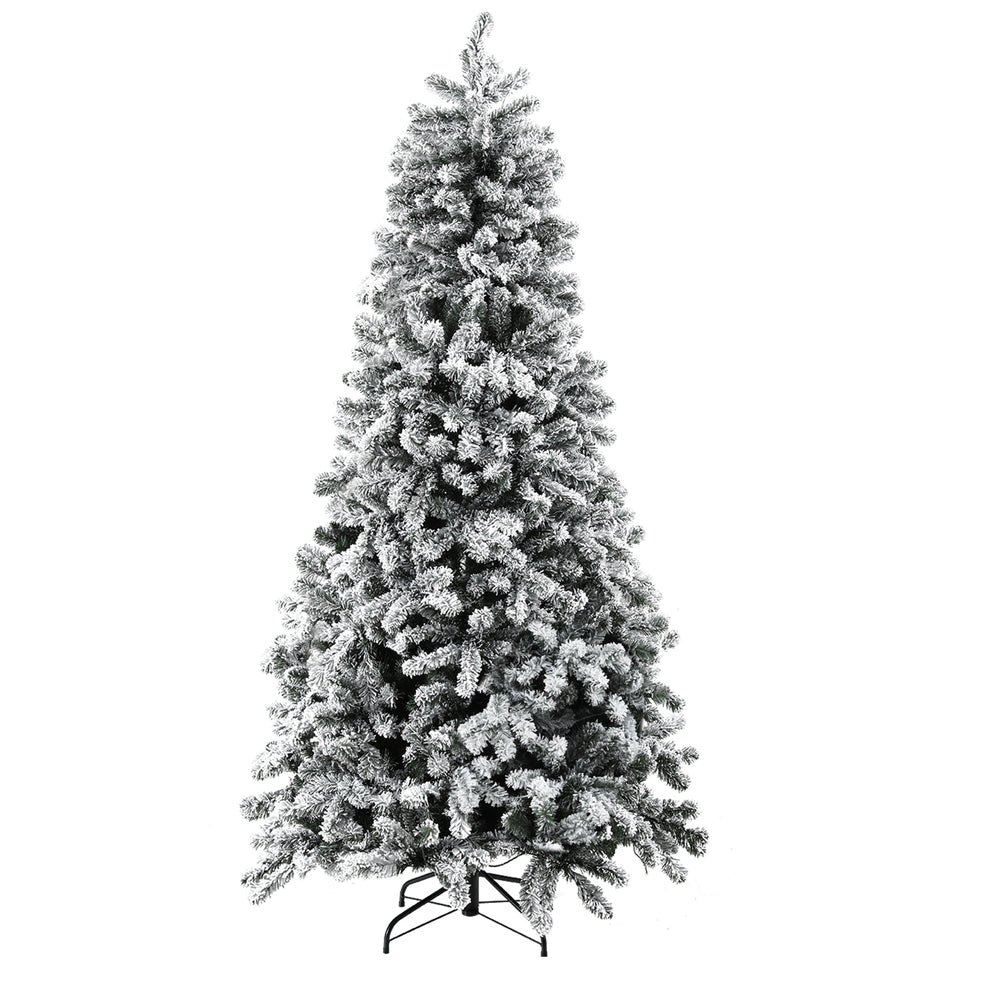 2.1m Snow-Flocked Pre-Lit Christmas Tree – 500 Warm White LEDs