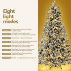 2.1m Snow-Flocked Pre-Lit Christmas Tree – 500 Warm White LEDs