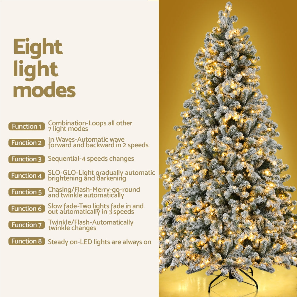 2.1m Snow-Flocked Pre-Lit Christmas Tree – 500 Warm White LEDs