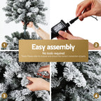 2.1m Snow-Flocked Pre-Lit Christmas Tree – 500 Warm White LEDs