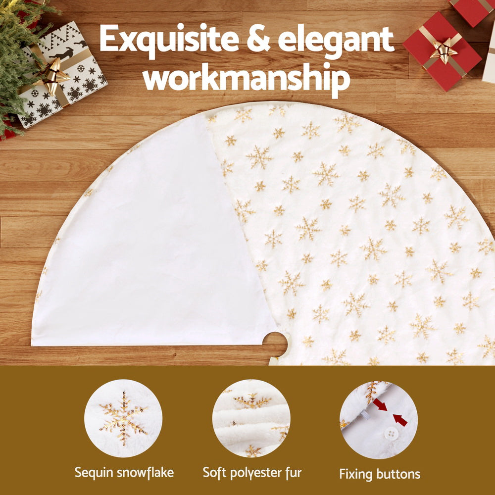 Jingle Jollys Christmas Tree Skirt – Snowflake | 120cm