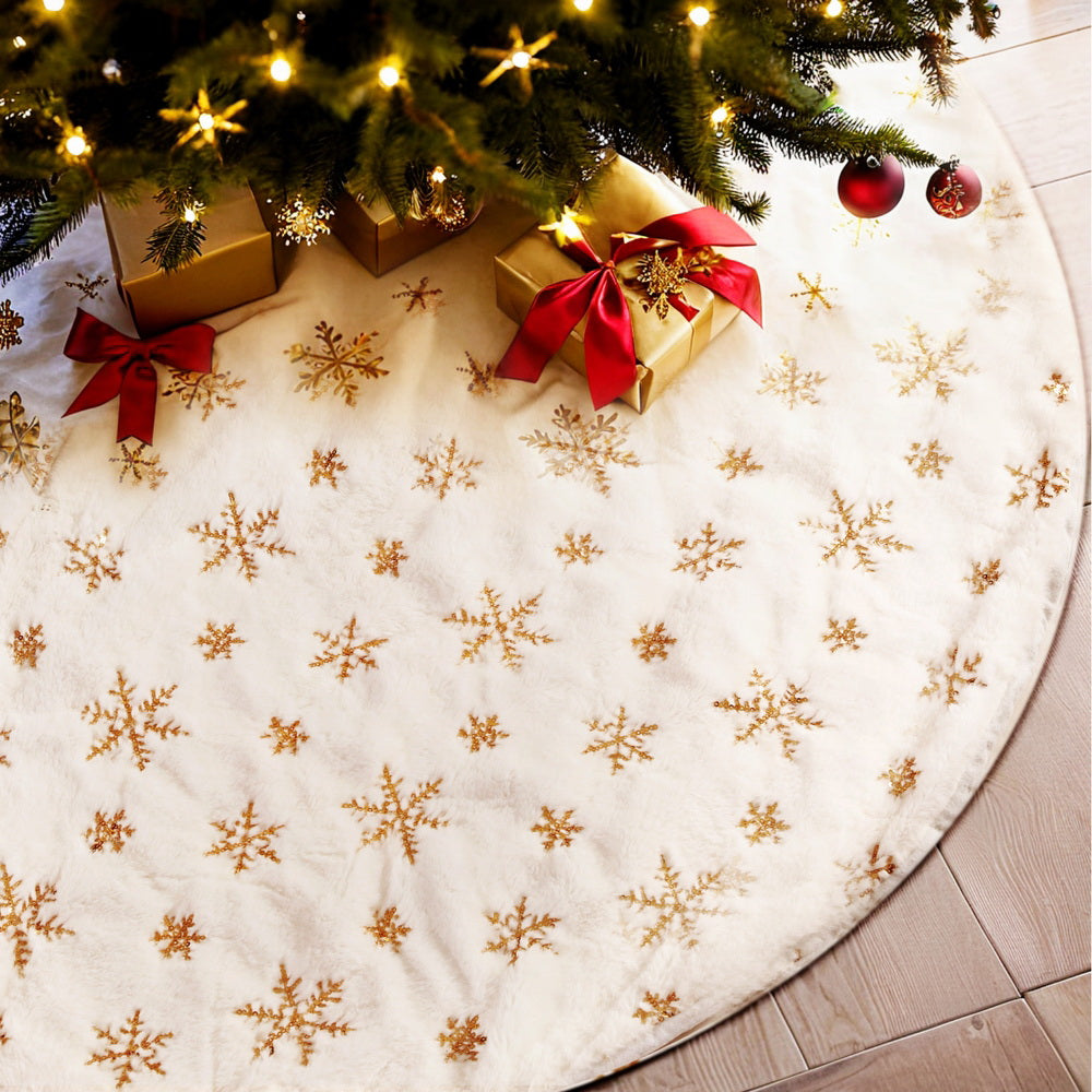 Jingle Jollys Christmas Tree Skirt – Snowflake | 120cm