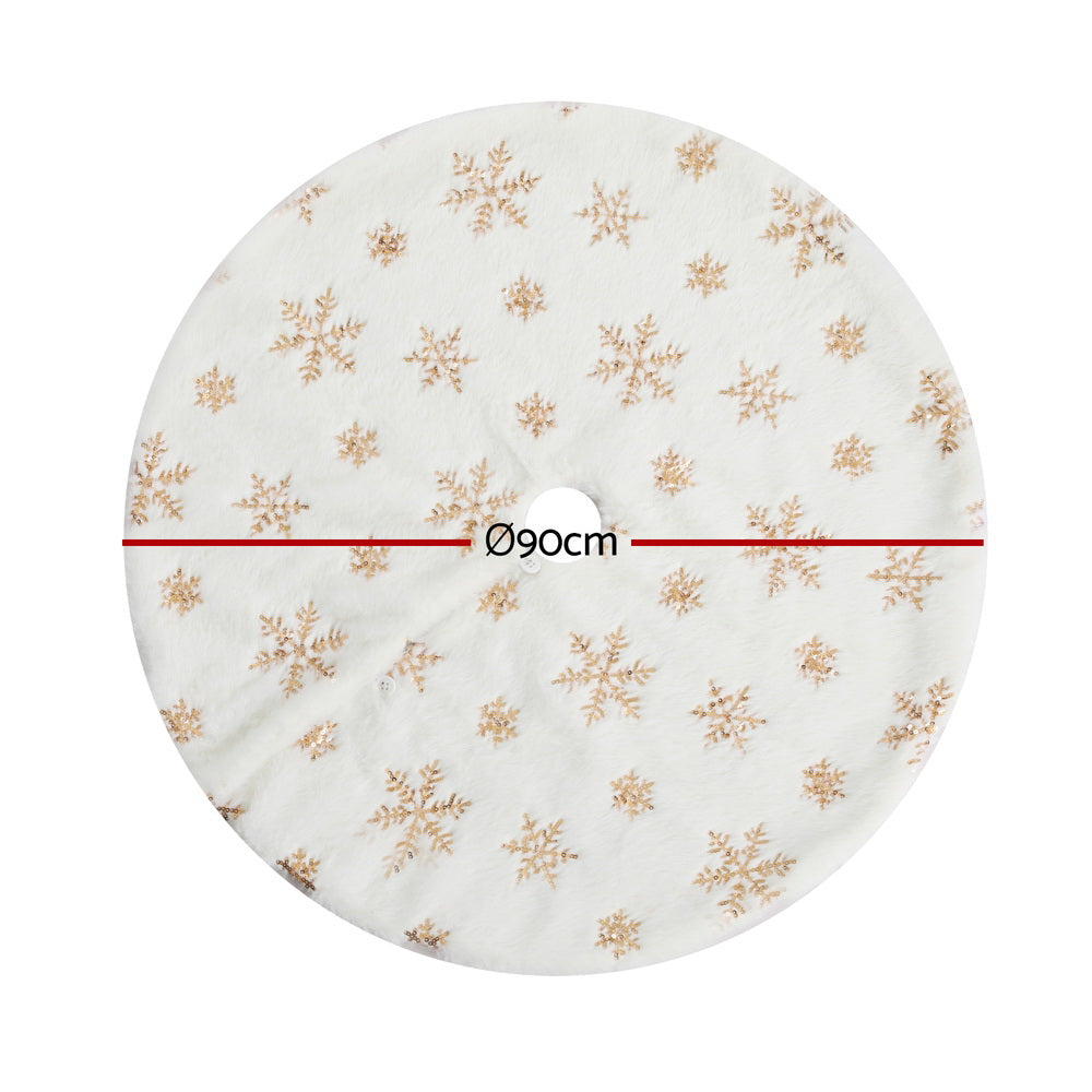 Jingle Jollys Christmas Tree Skirt – Snowflake | 90cm