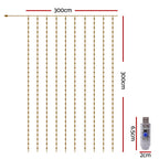 3m x 3m Curtain Christmas Lights – 300 Warm White LEDs