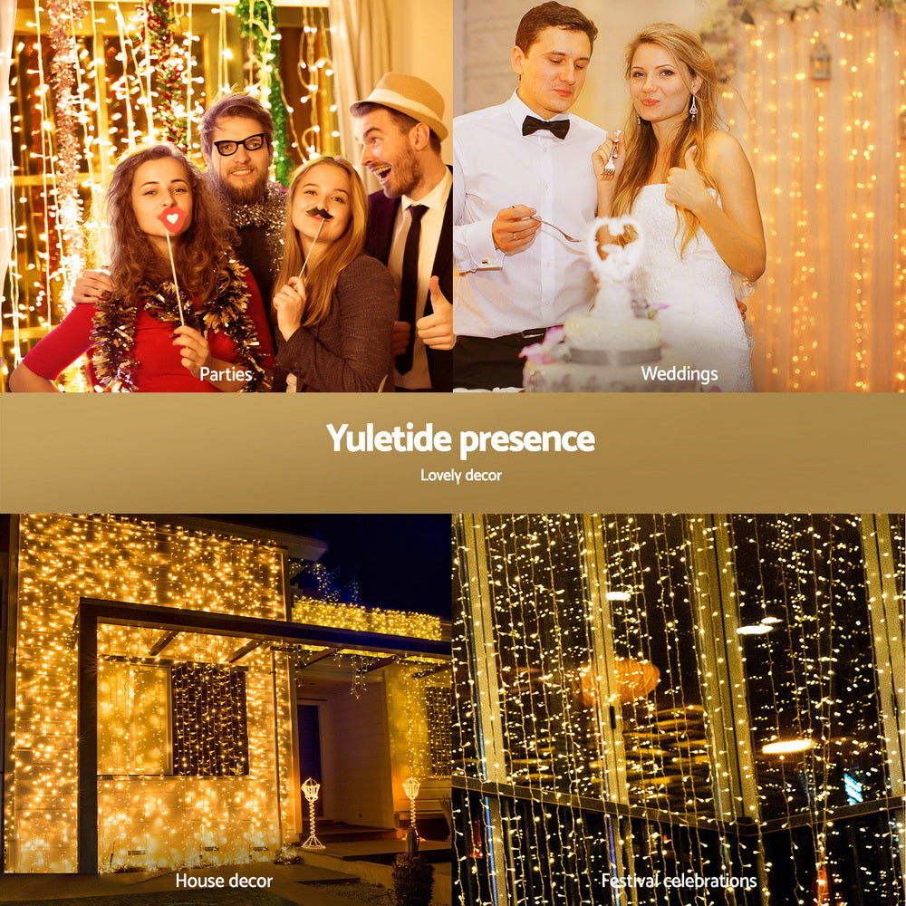 3m x 3m Curtain Christmas Lights – 300 Warm White LEDs