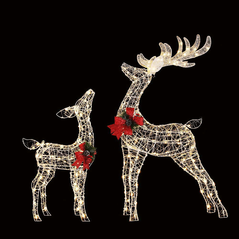 Pre-Lit Reindeer Pair – 170 Warm White LEDs