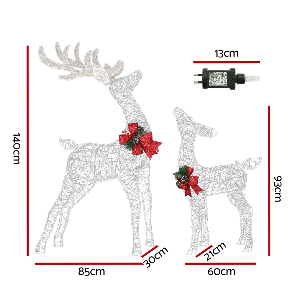 Pre-Lit Reindeer Pair – 170 Warm White LEDs
