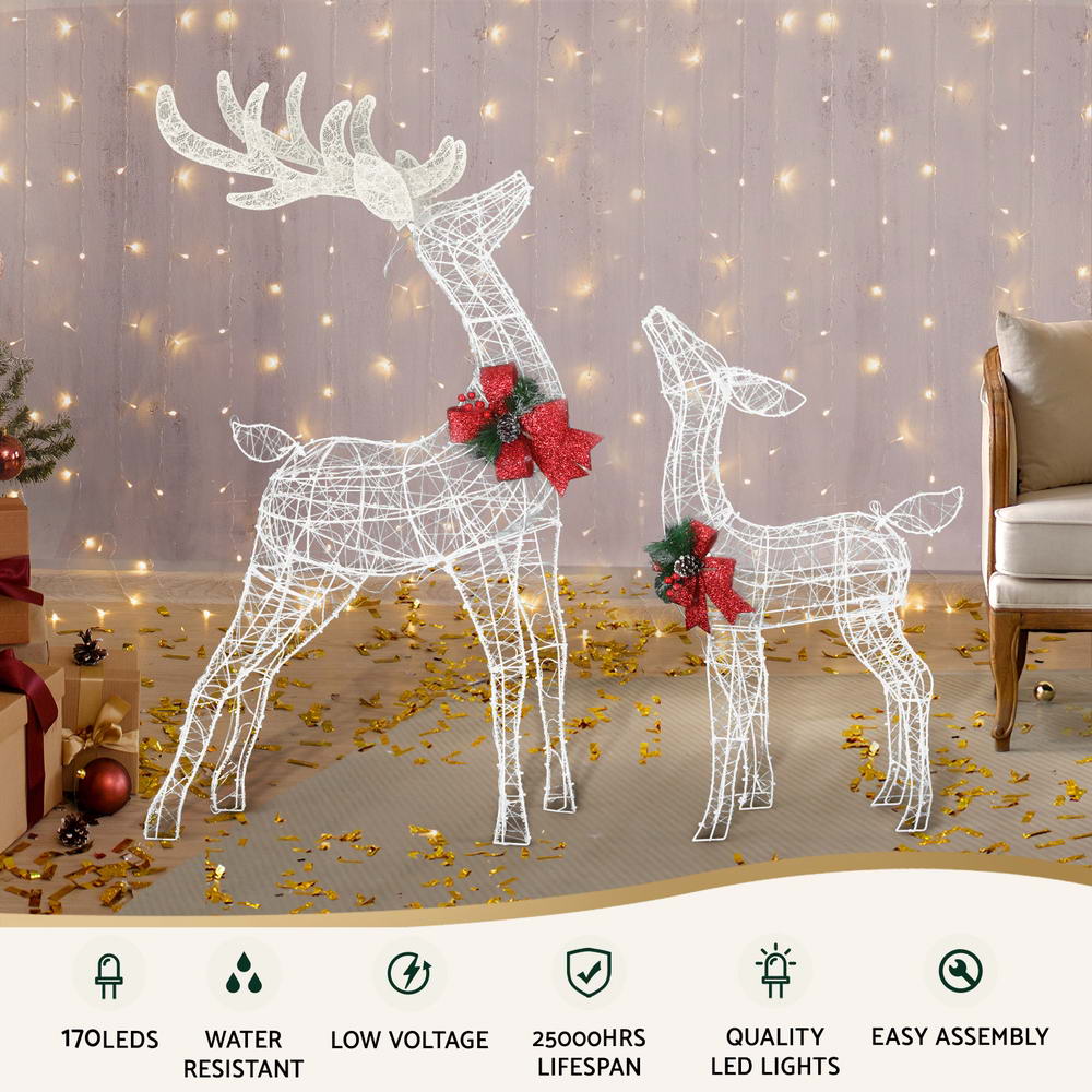 Pre-Lit Reindeer Pair – 170 Warm White LEDs