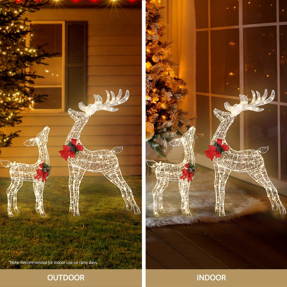 Pre-Lit Reindeer Pair – 170 Warm White LEDs
