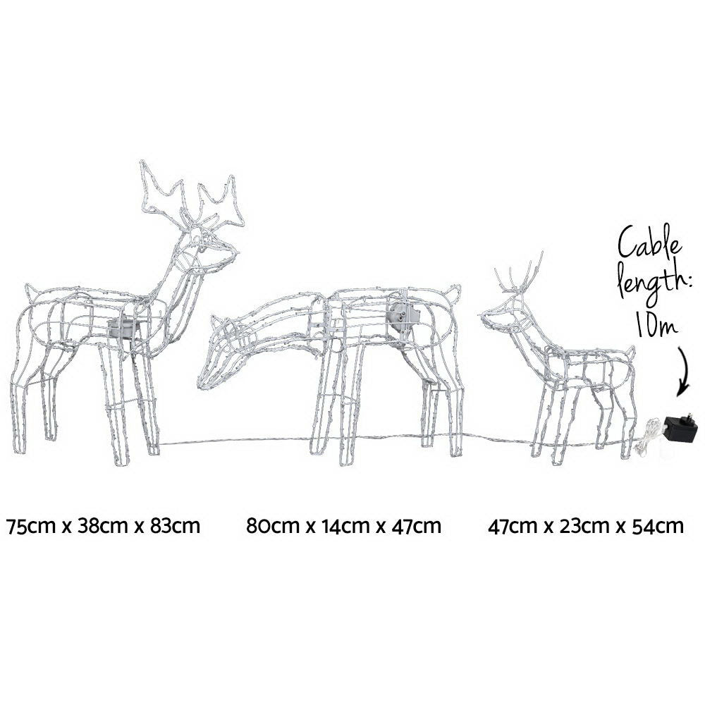 Set of 3 Light-Up Reindeer – 250 LEDs