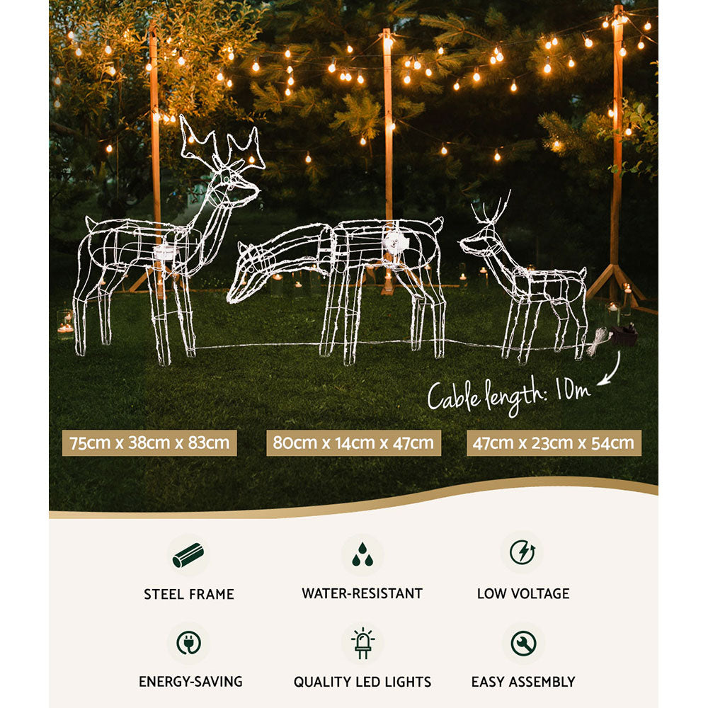 Set of 3 Light-Up Reindeer – 250 LEDs