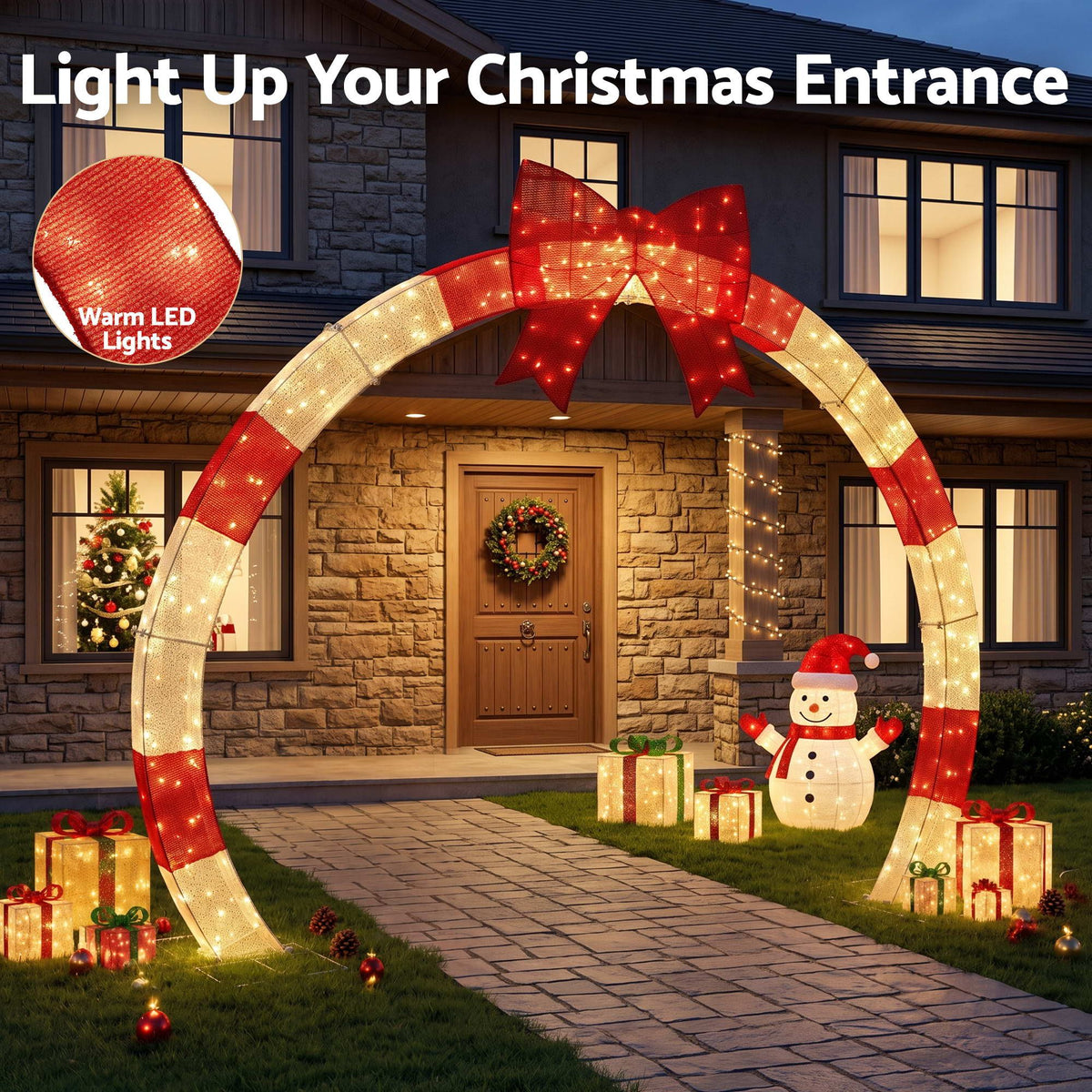 Jingle Jollys 2.5m Pre-Lit Christmas Archway – 330 Warm White LEDs