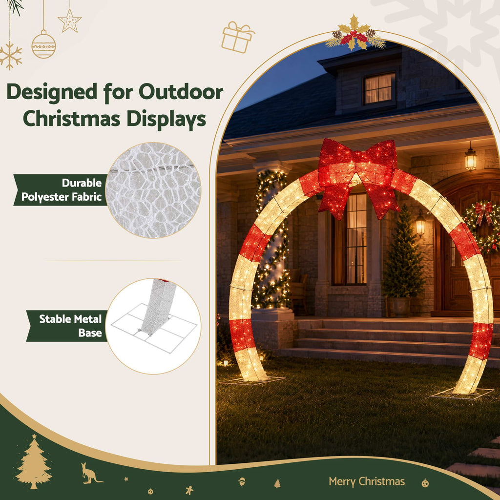 Jingle Jollys 2.5m Pre-Lit Christmas Archway – 330 Warm White LEDs