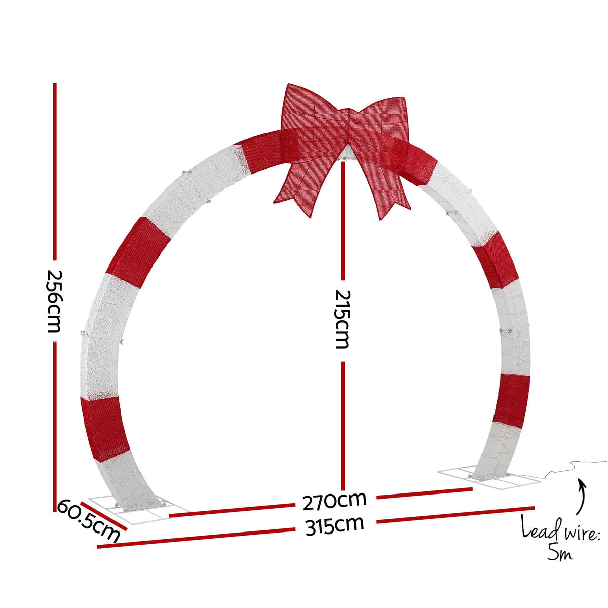 Jingle Jollys 2.5m Pre-Lit Christmas Archway – 330 Warm White LEDs