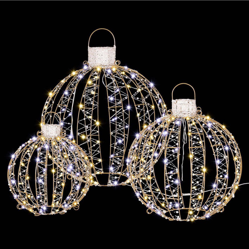 Set of 3 Light-Up Christmas Balls – 360 LEDs