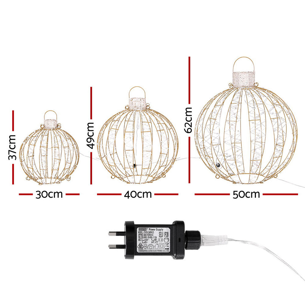 Set of 3 Light-Up Christmas Balls – 360 LEDs