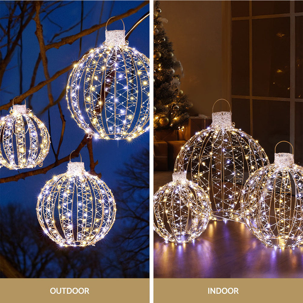 Set of 3 Light-Up Christmas Balls – 360 LEDs