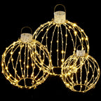 Set of 3 Pre-Lit Christmas Light Balls – 320 Warm White LEDs