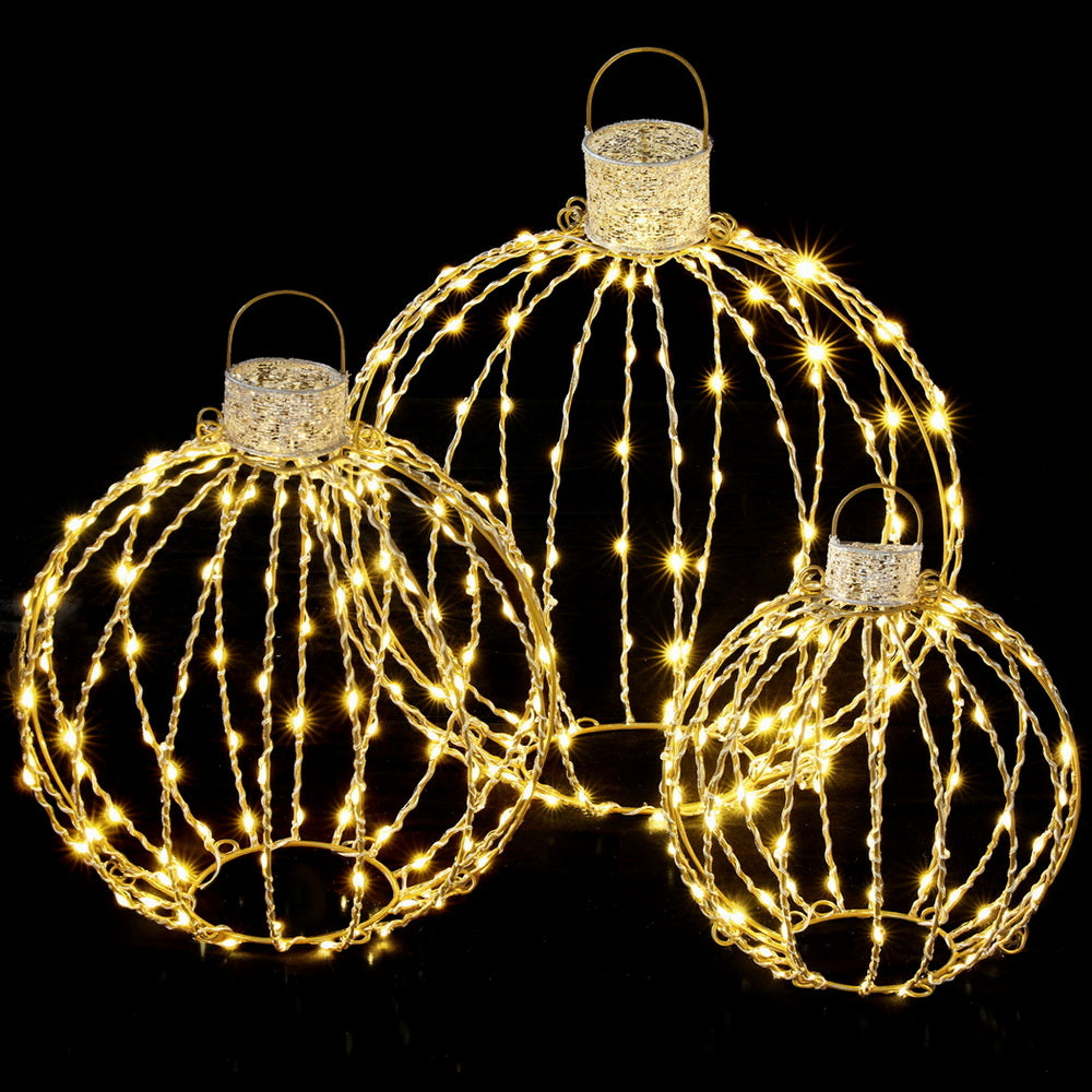 Set of 3 Pre-Lit Christmas Light Balls – 320 Warm White LEDs