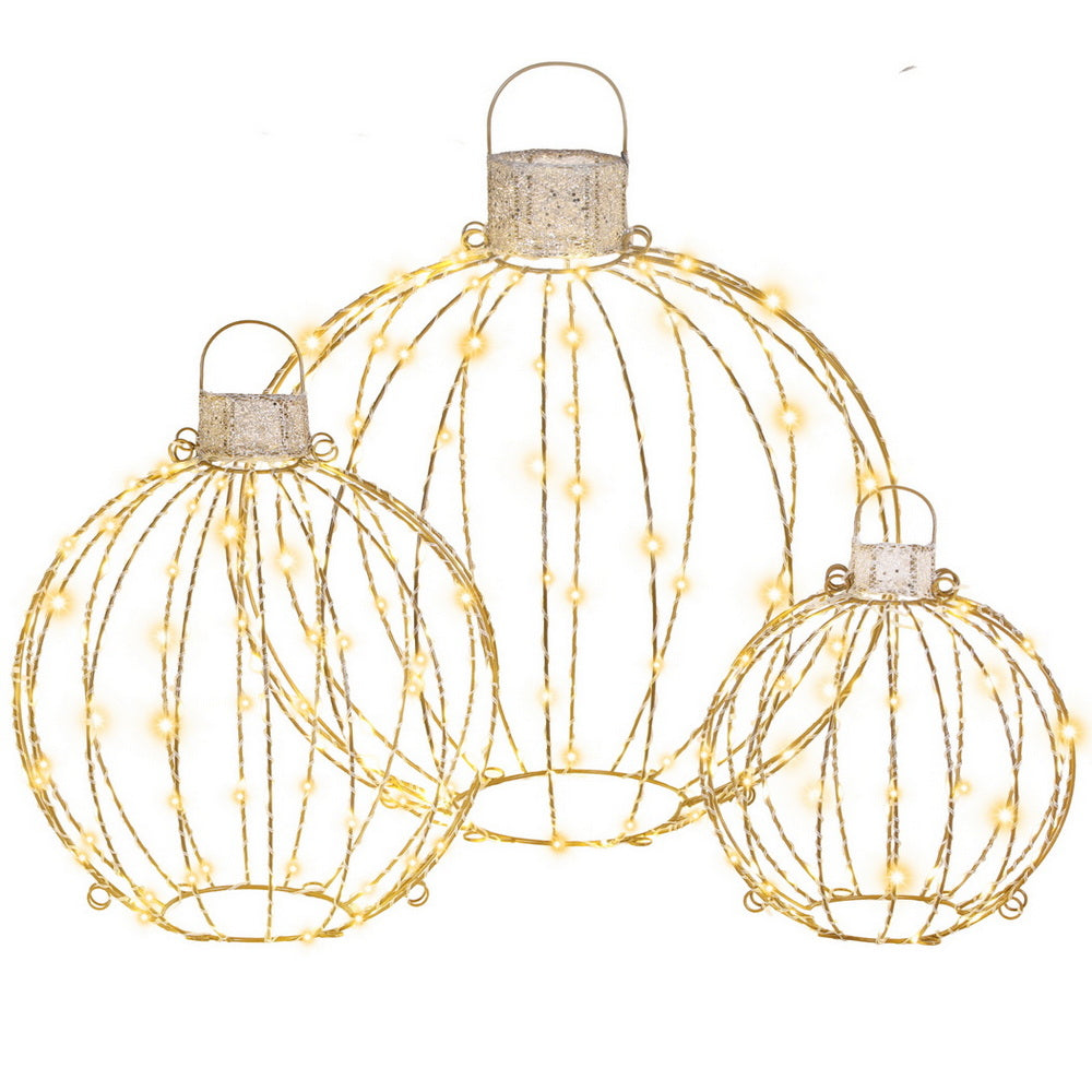 Set of 3 Pre-Lit Christmas Light Balls – 320 Warm White LEDs